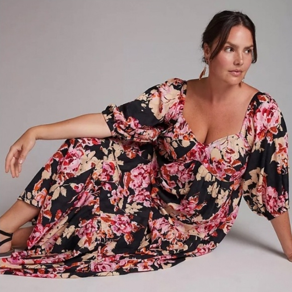 Anthropologie Blossom Floral Cotton Maxi Dress